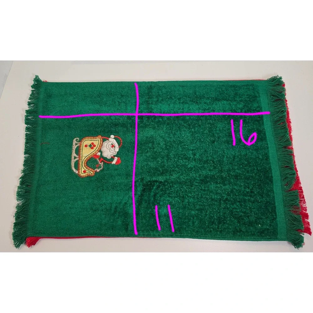 Vintage Cannon‎ Christmas Fringe Towel Set Embroidered Angel Tree Bear Red Green